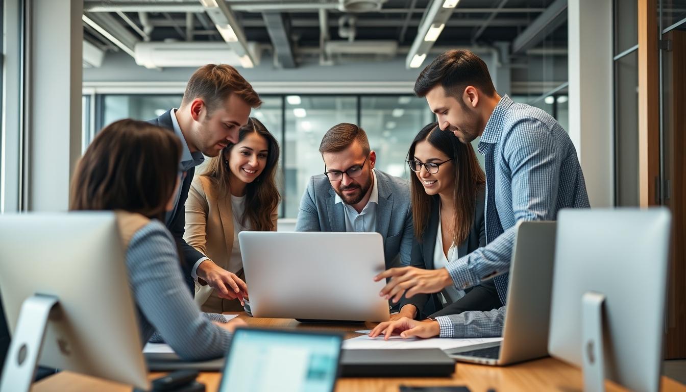 Business software development team collaboration